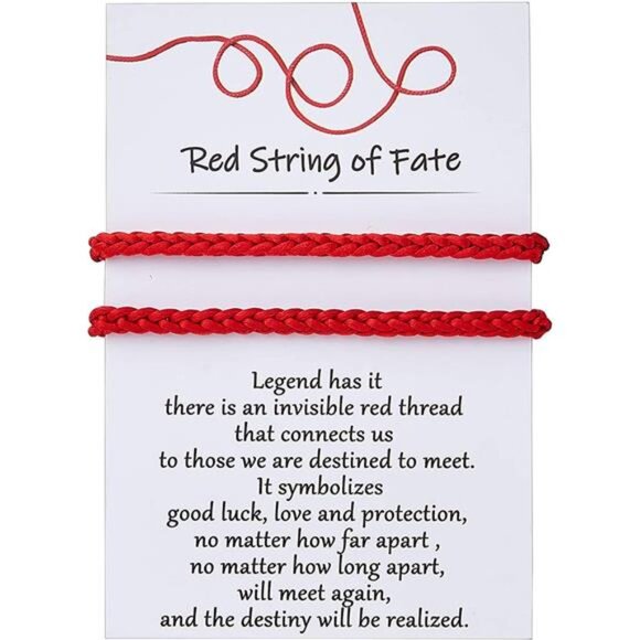 Matching Bracelets for Couples Him Boyfriend, Red String of Fate Long Distance - Picture 1 of 7
